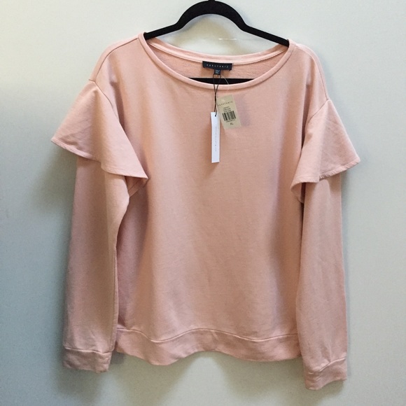 New Sanctuary pink ruffle sweatshirt shirt modern boho Nordstrom - Picture 1 of 2